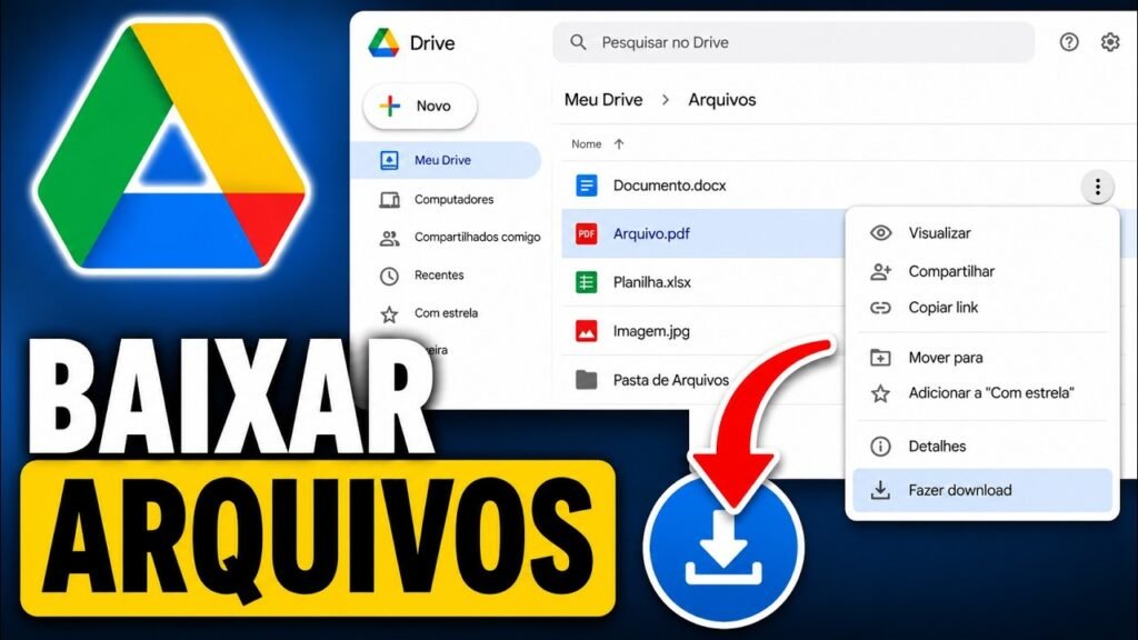 Thumbnail do vídeo Tecnoflavio: baixar arquivos do Google Drive no computador